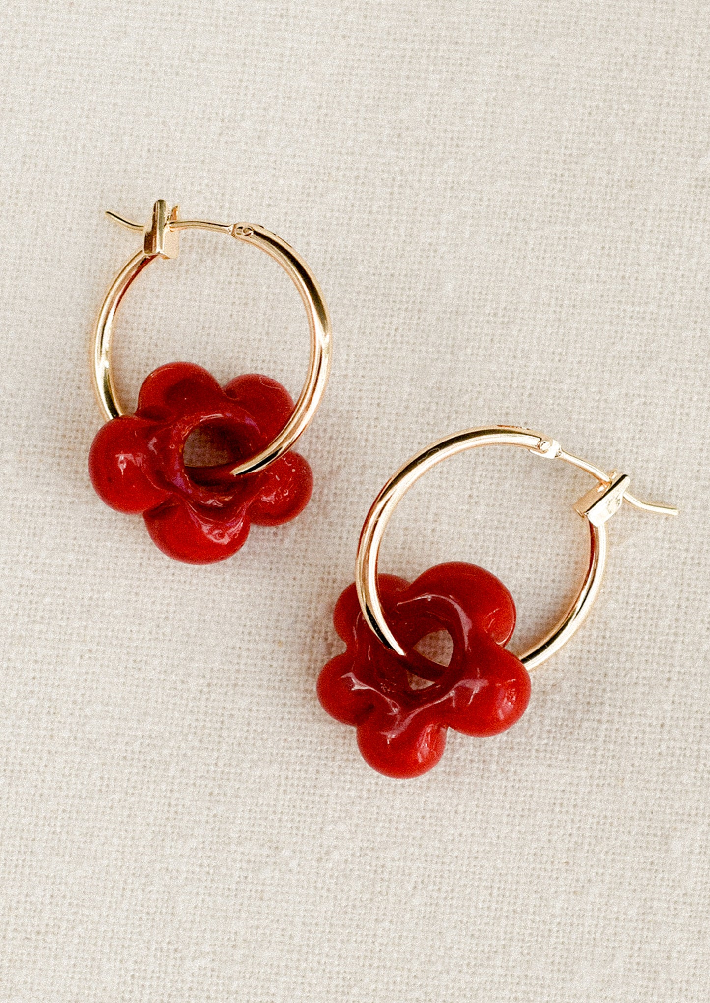Sarita Floral Hoop Earrings in Gold