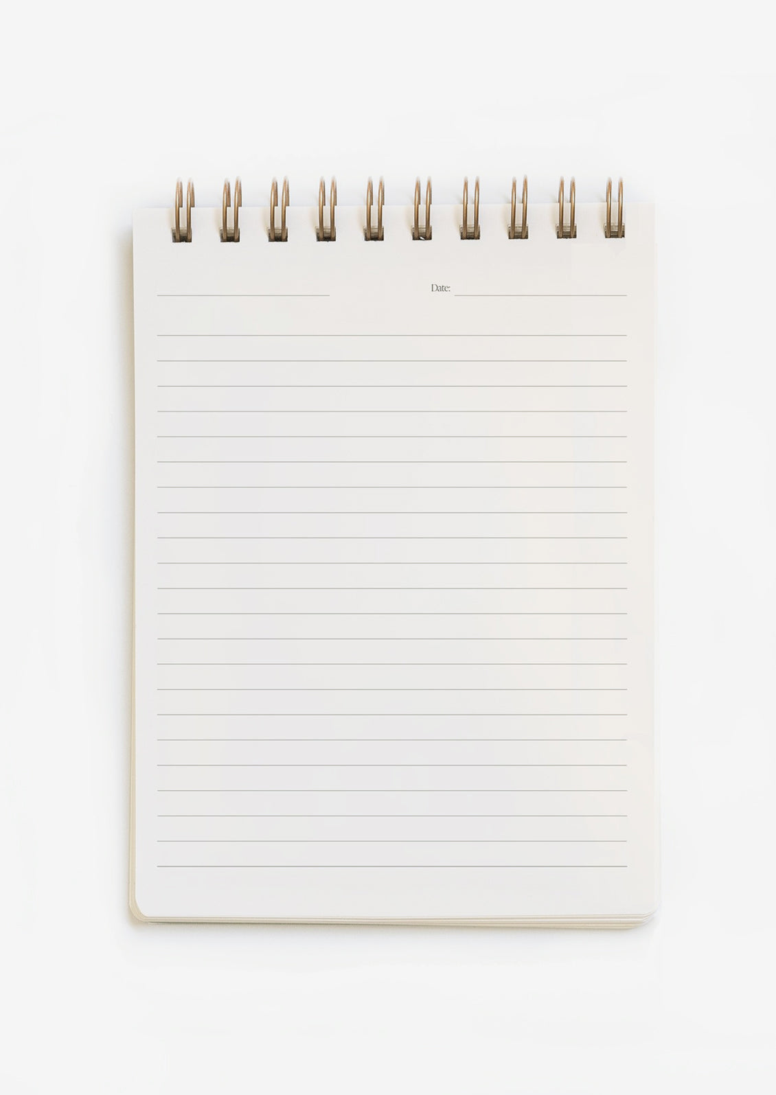 Ruled notebook pages with section to mark date.