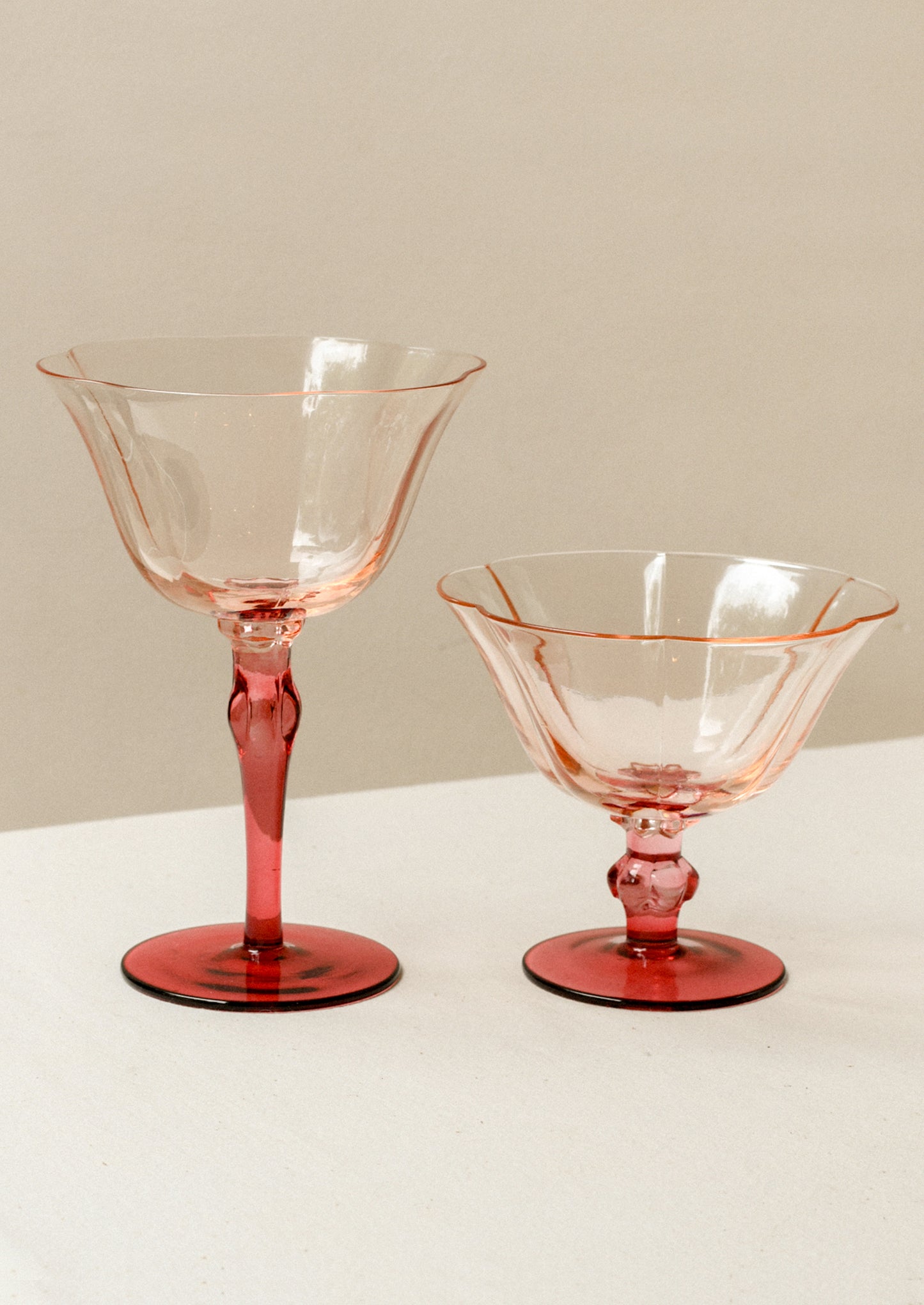 Coupe glasses in two sizes.