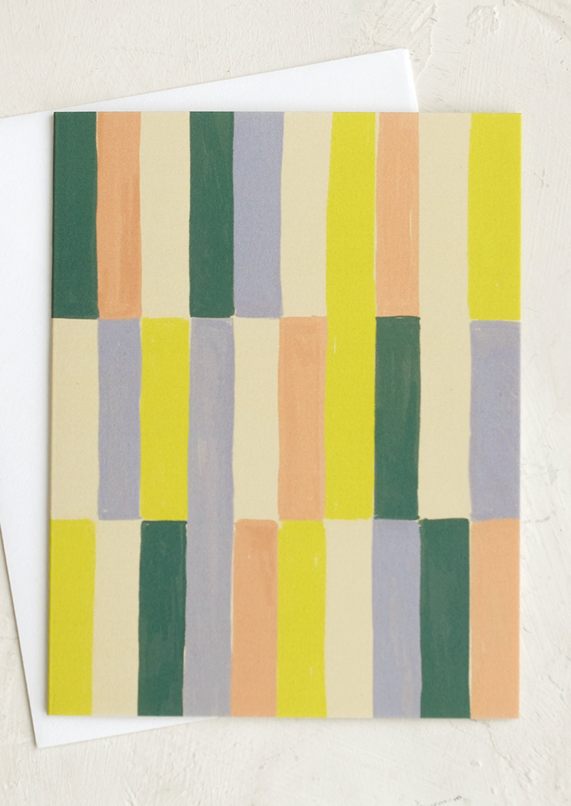 An all purpose blank card with multicolor blocked stripe print.