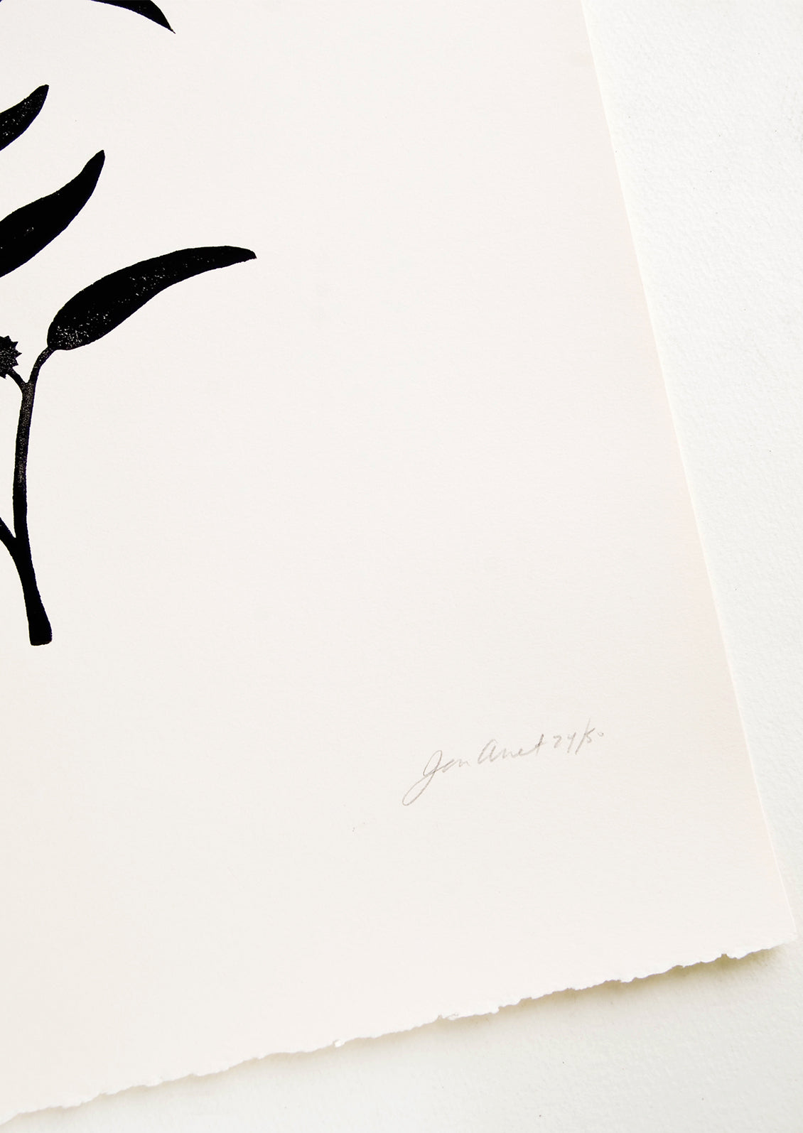 Artist's signature on handprinted artwork