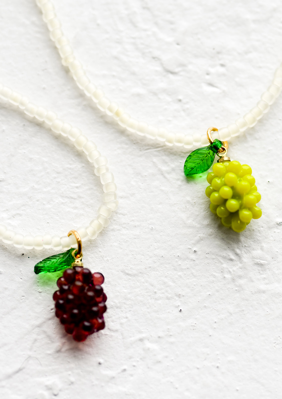 Beaded grape necklaces.