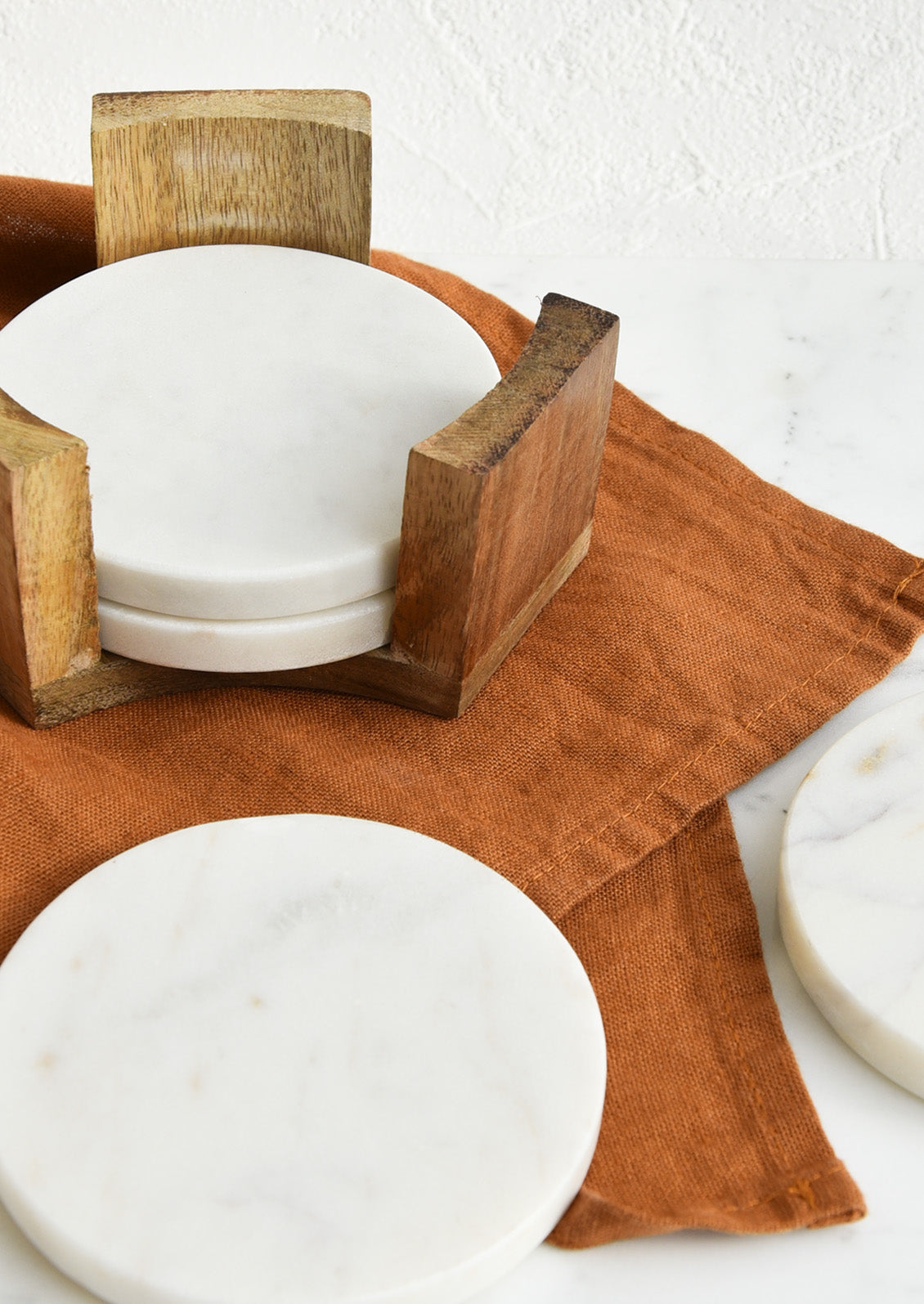Marble Coaster Set with Stand
