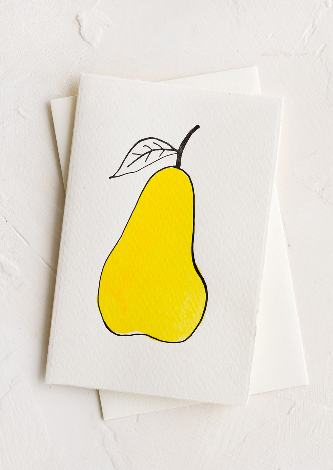 A greeting card with image of yellow pear.