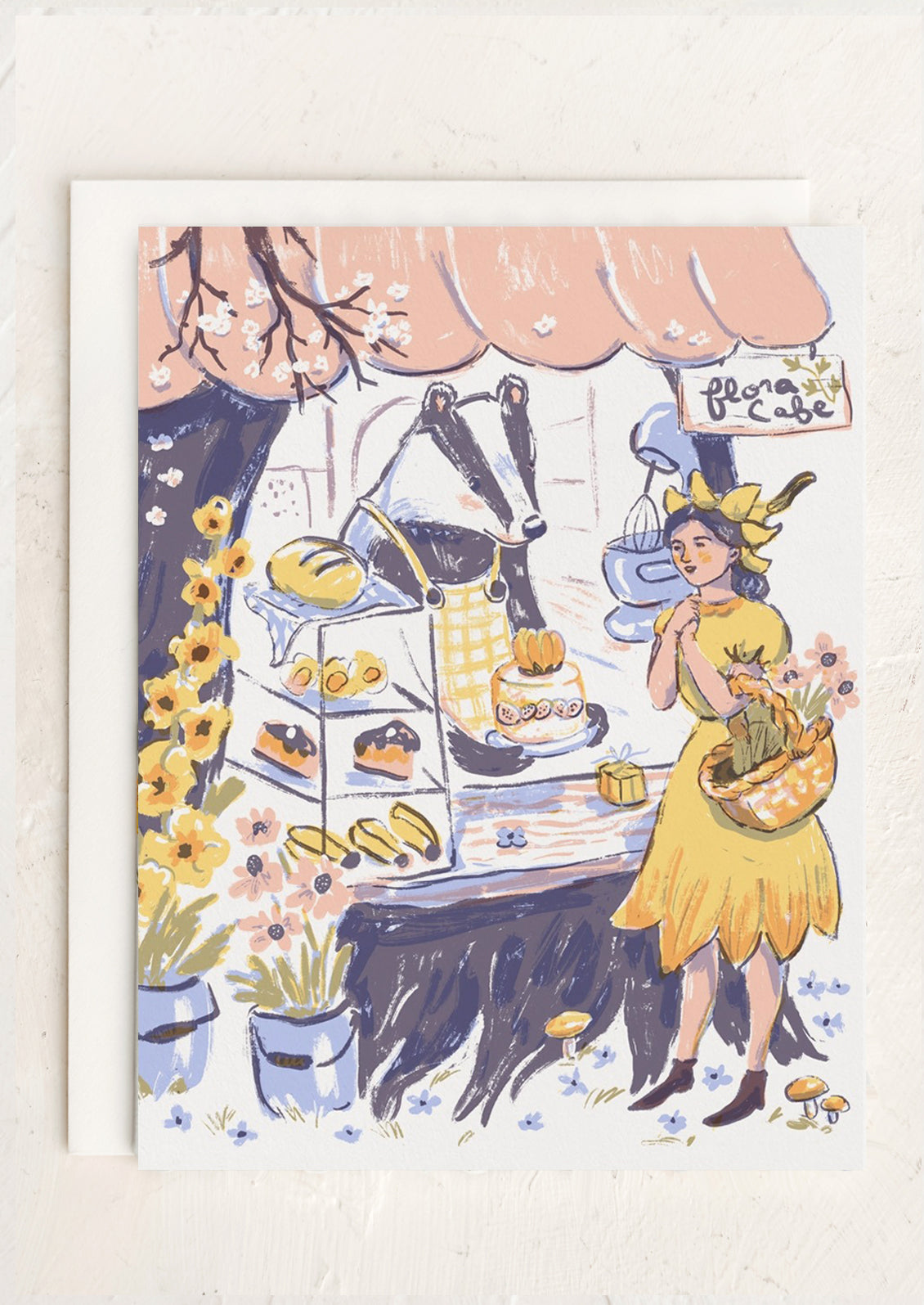 A blank card with whimsical illustration.