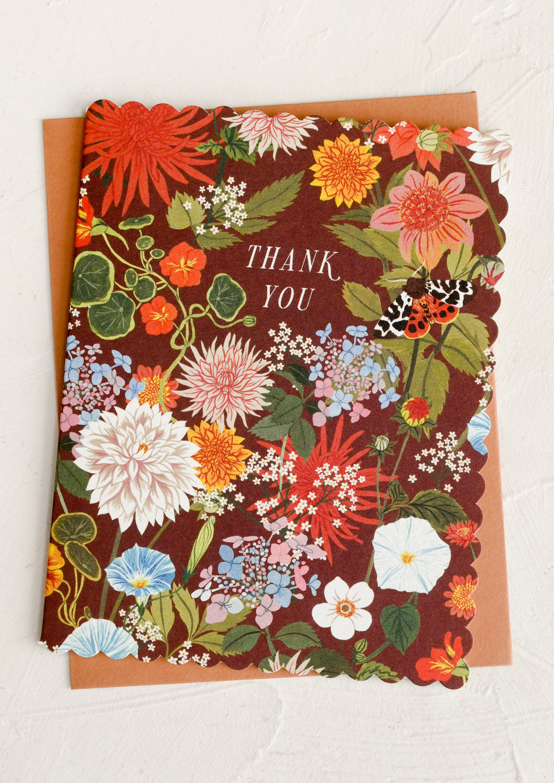 Floral card with 'Thank You' text on a white background