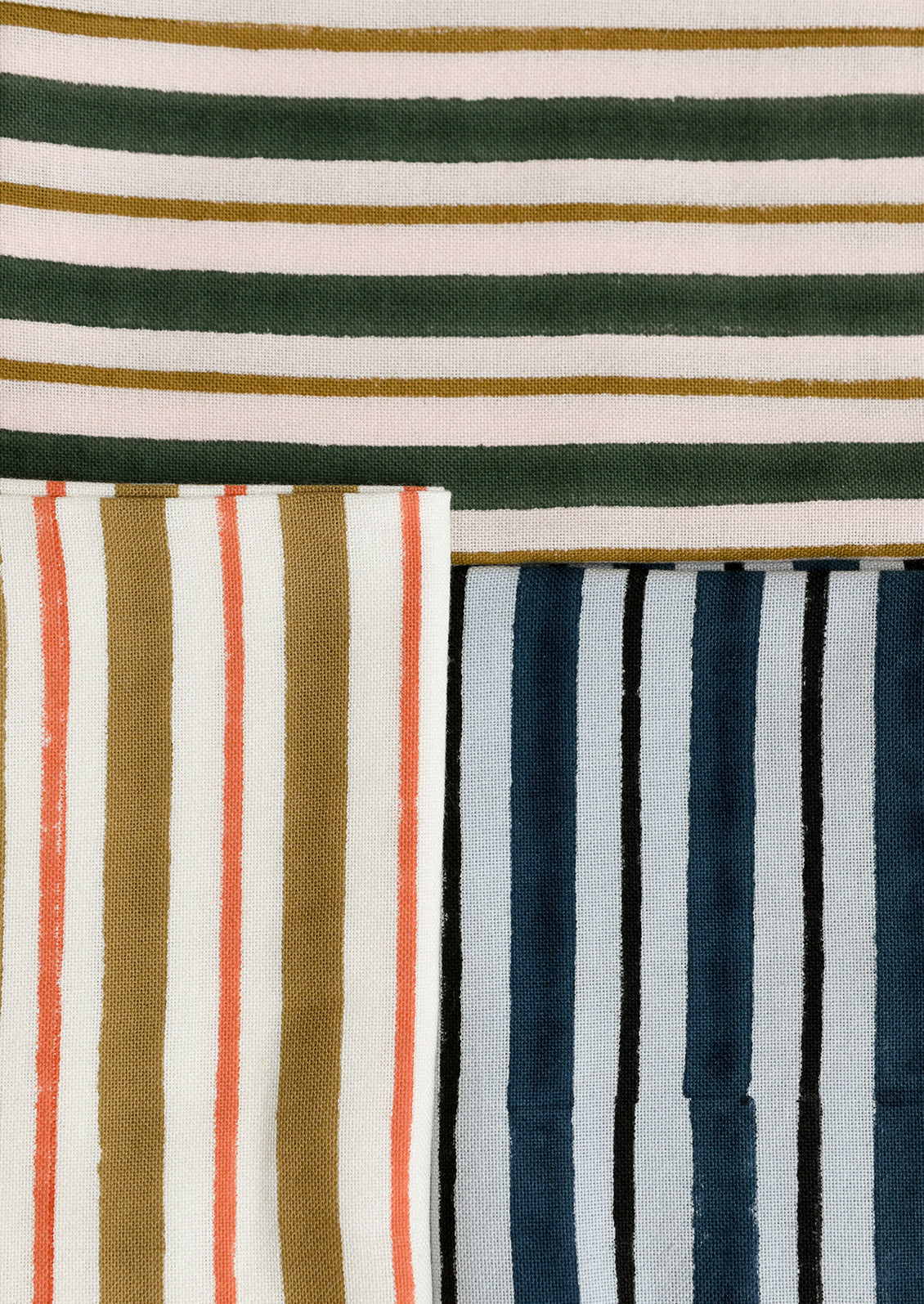Striped napkins in three colors.