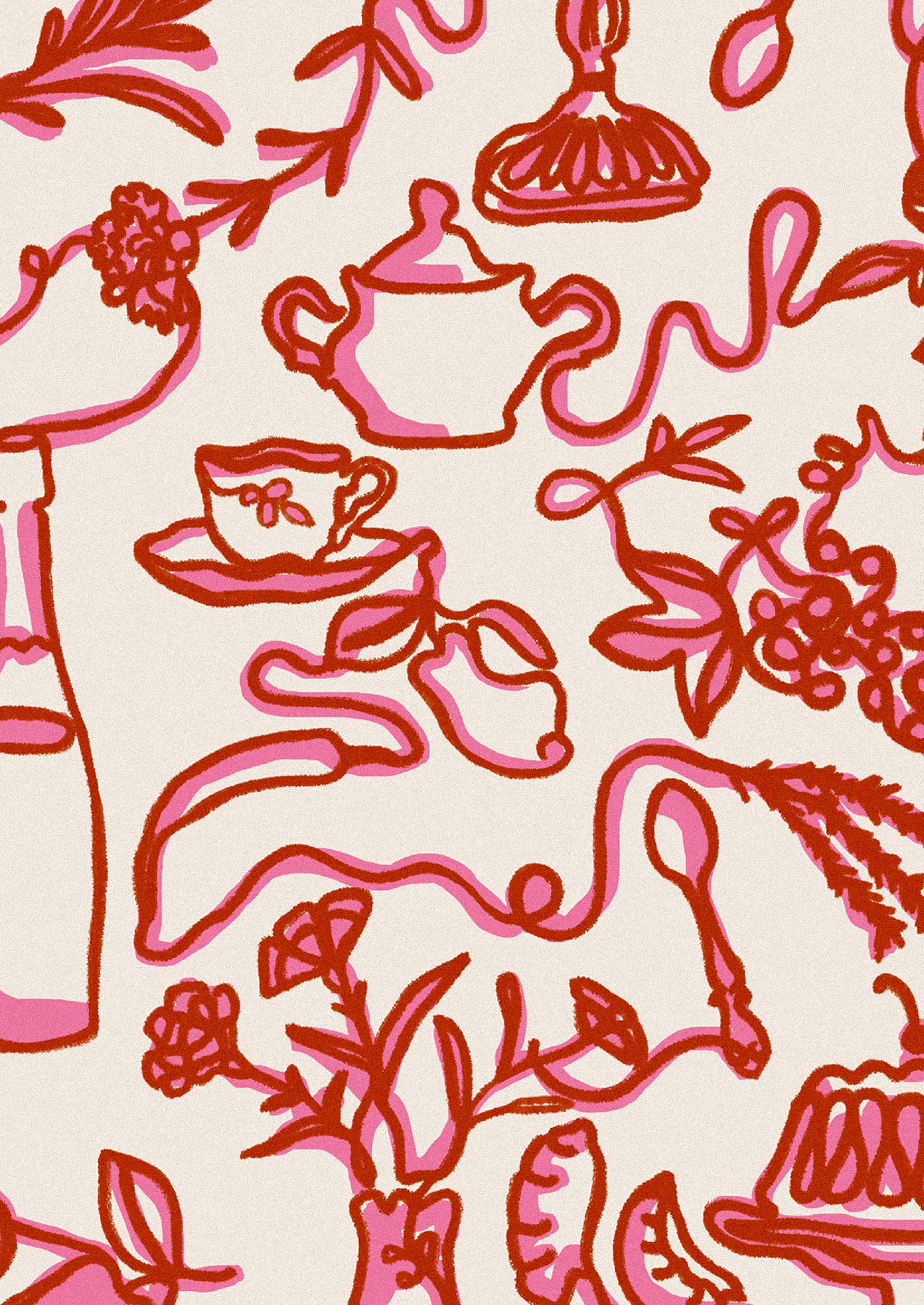 Pink and orange set the table print.