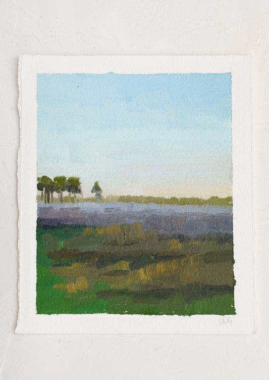 An original landscape oil painting on paper.