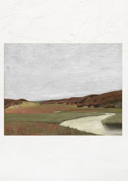 A vintage inspired art print of landscape.