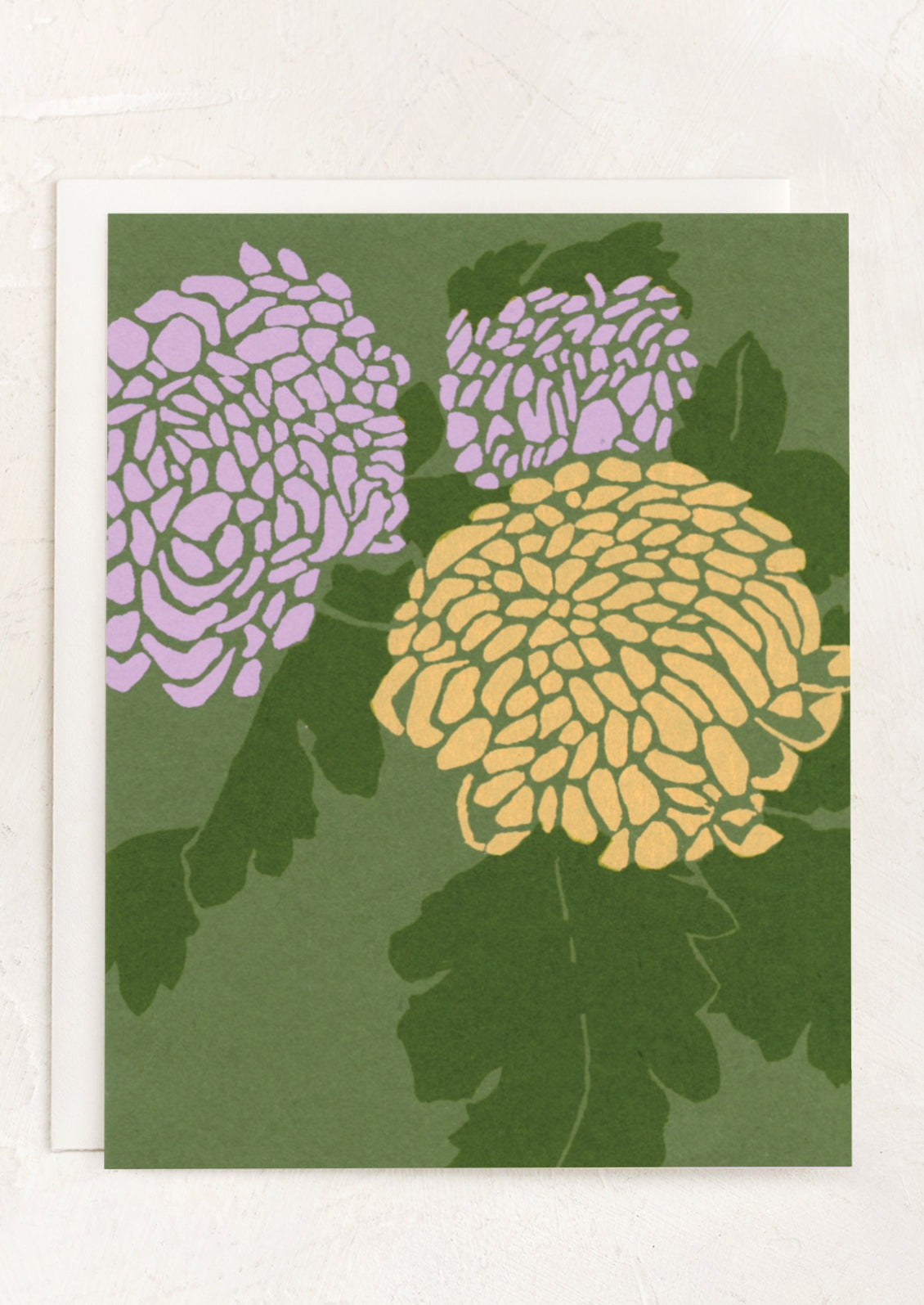 A greeting card with illustration of chrysanthemum.