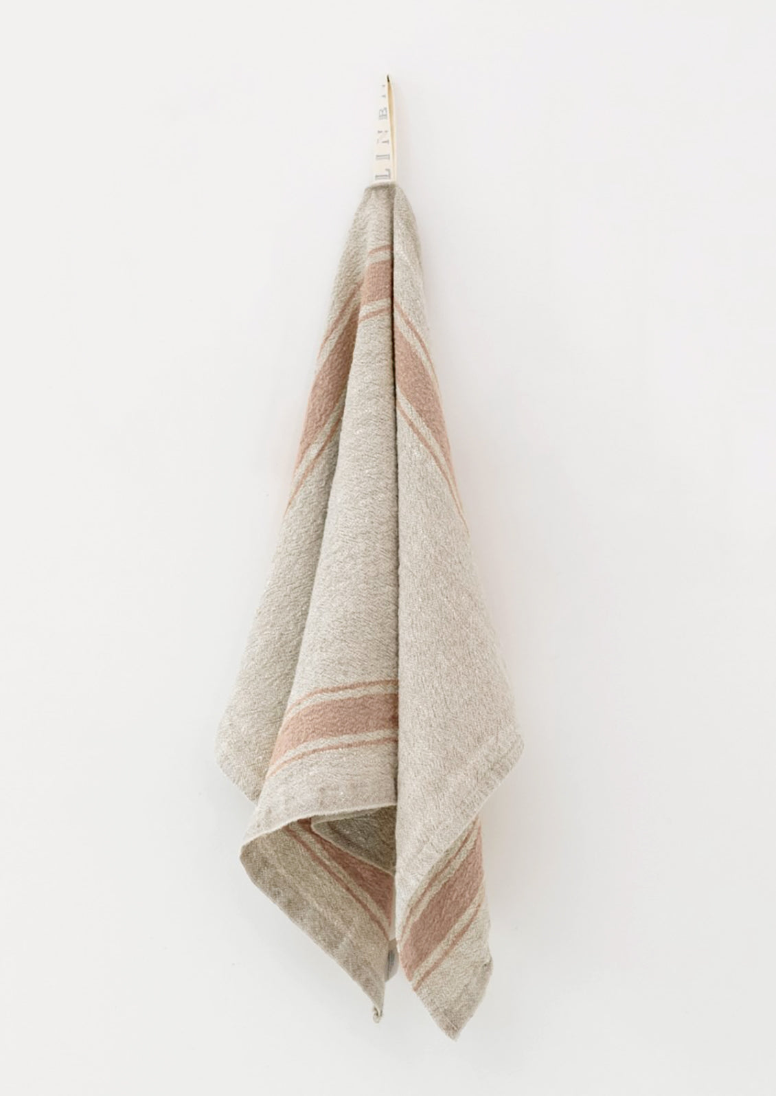 Vintage linen tea towels with clay stripe.