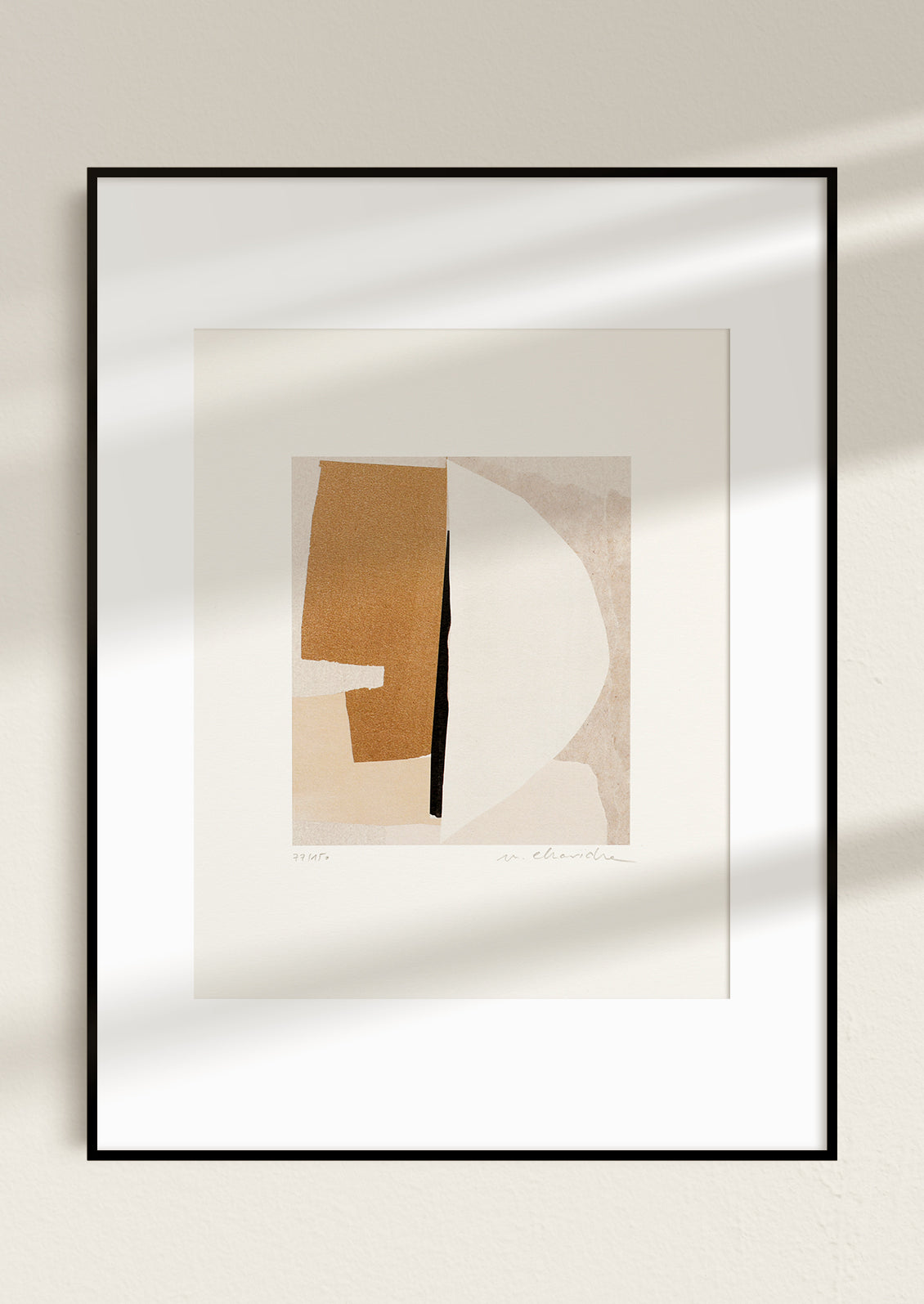 An abstract art print in neutral colors.