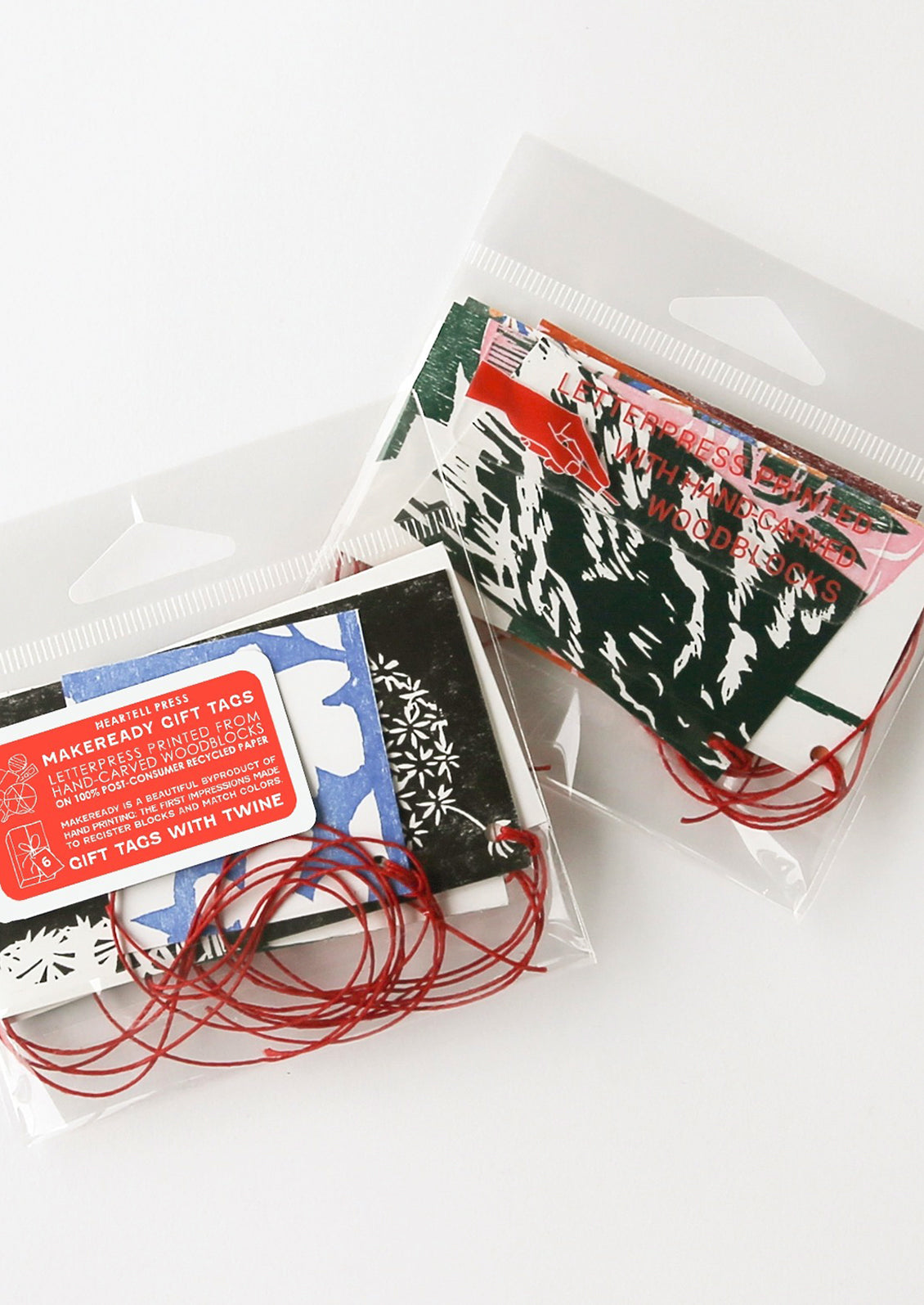 Assorted letterpress printed gift tags.