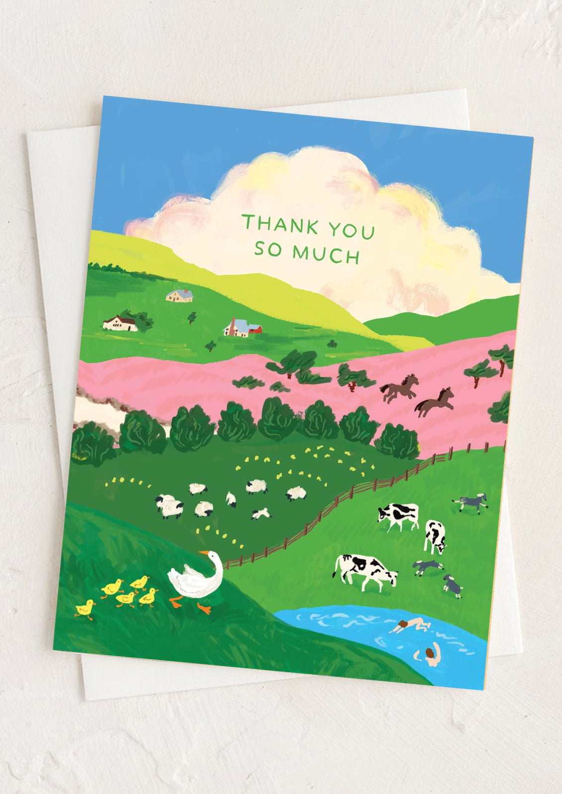 A farm scene print greeting card.