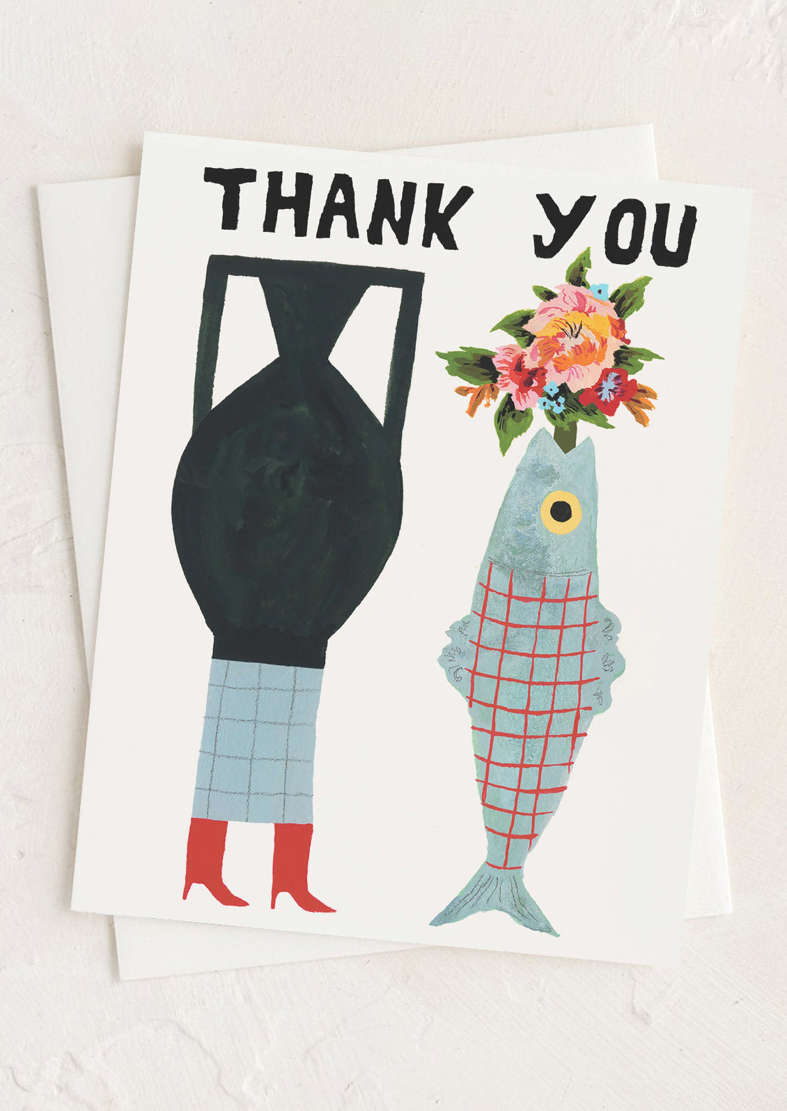 A thank you card with quirky abstract illustration.
