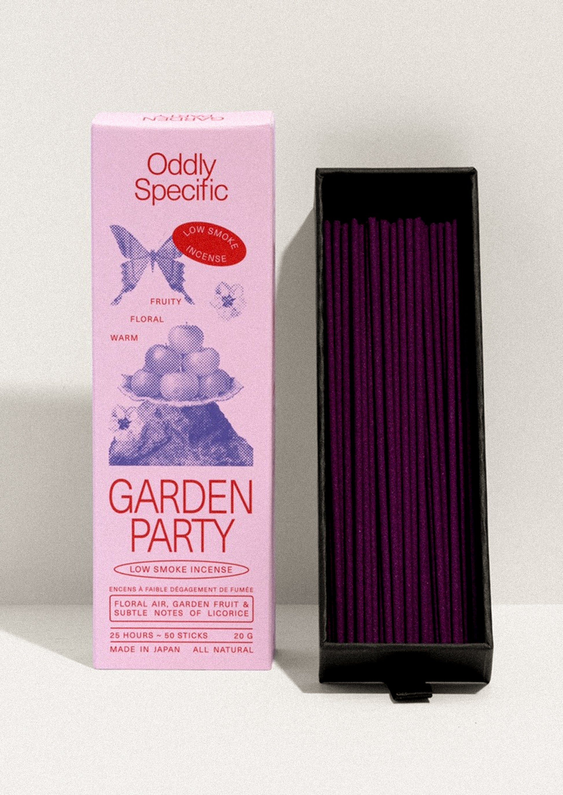 A box of incense in Garden Party scent.