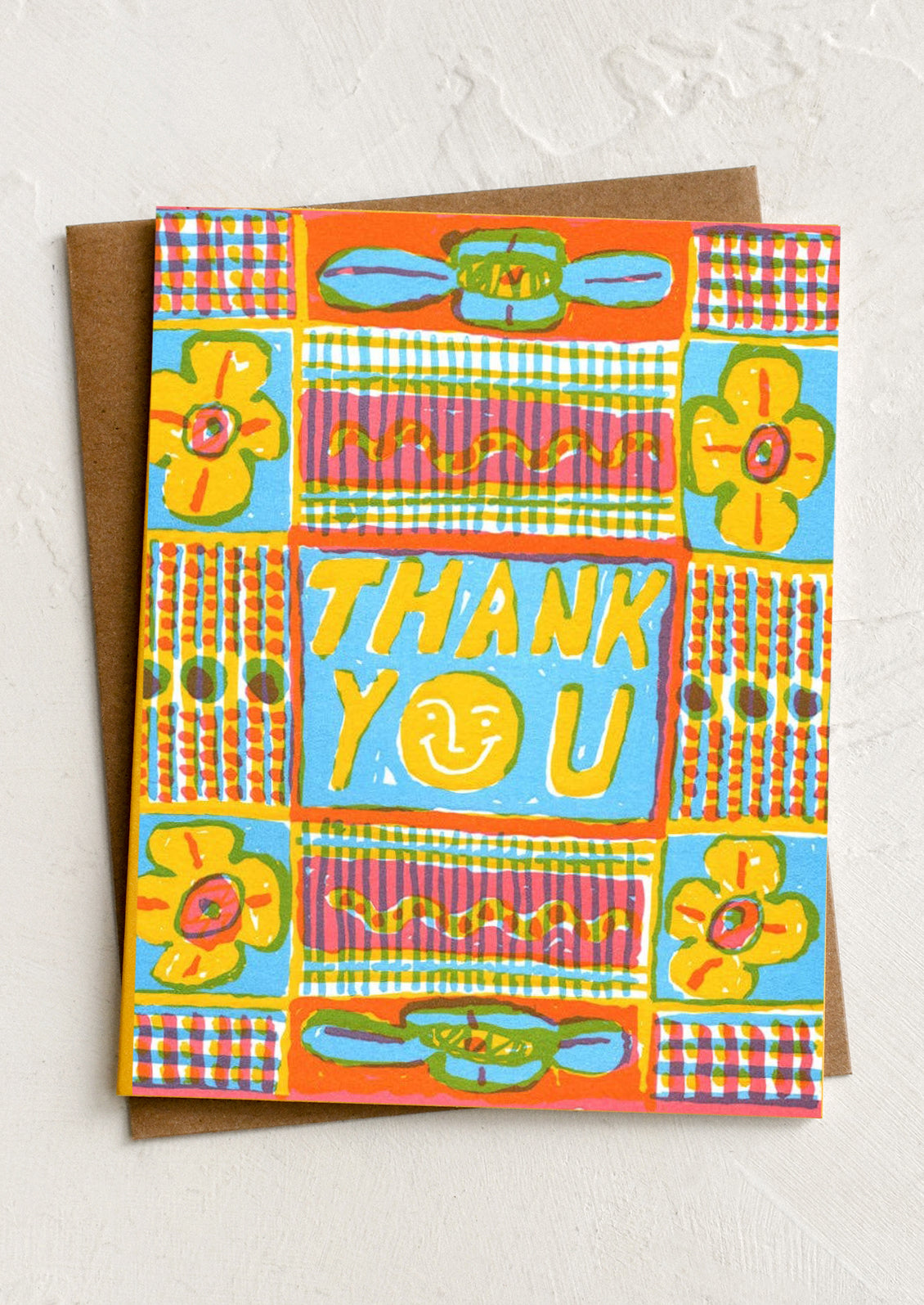 An illustrated neon greeting card reading "Thank you".