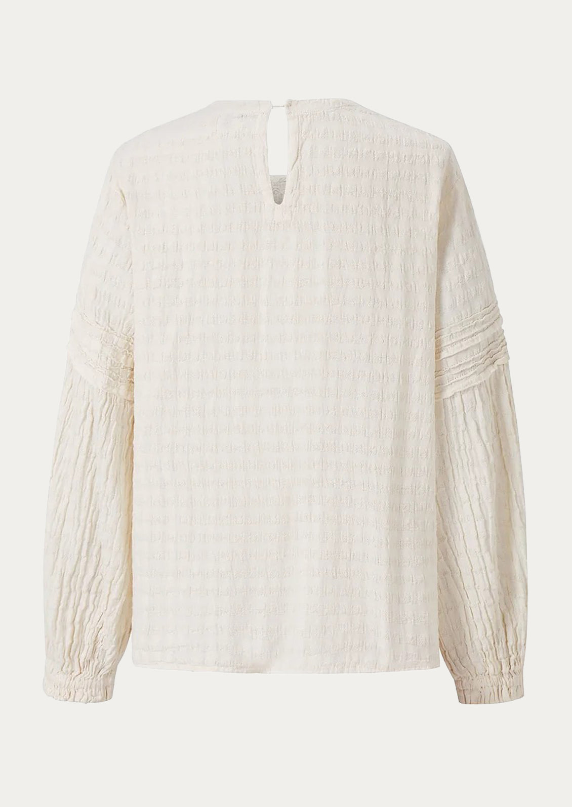 White blouse with long sleeves on a white background