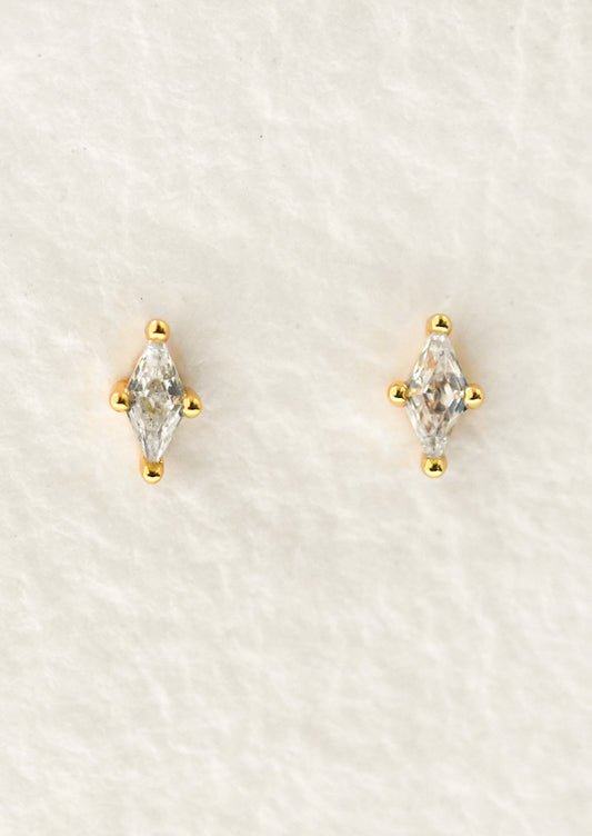 A pair of marquise stud earrings.