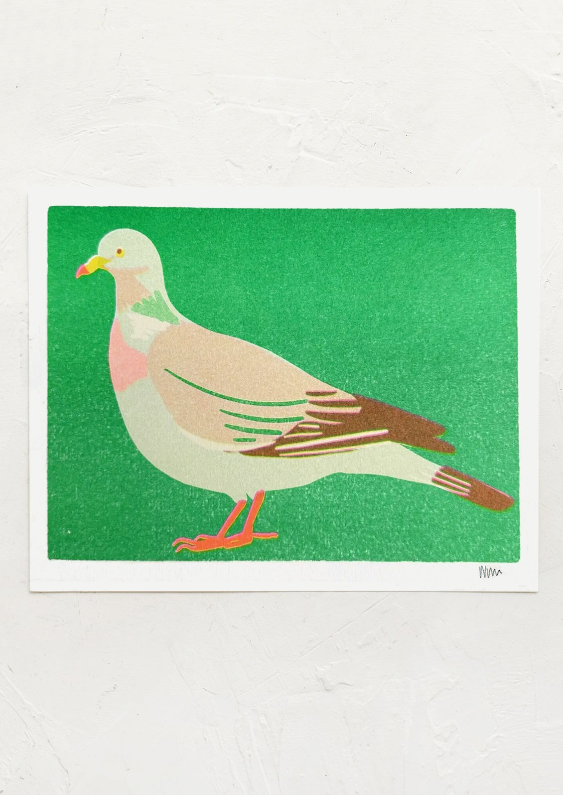 Illustration of a pigeon on a green background
