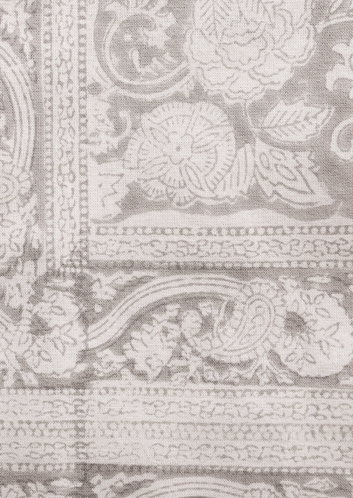 Dinner napkins in grey block print paisley.