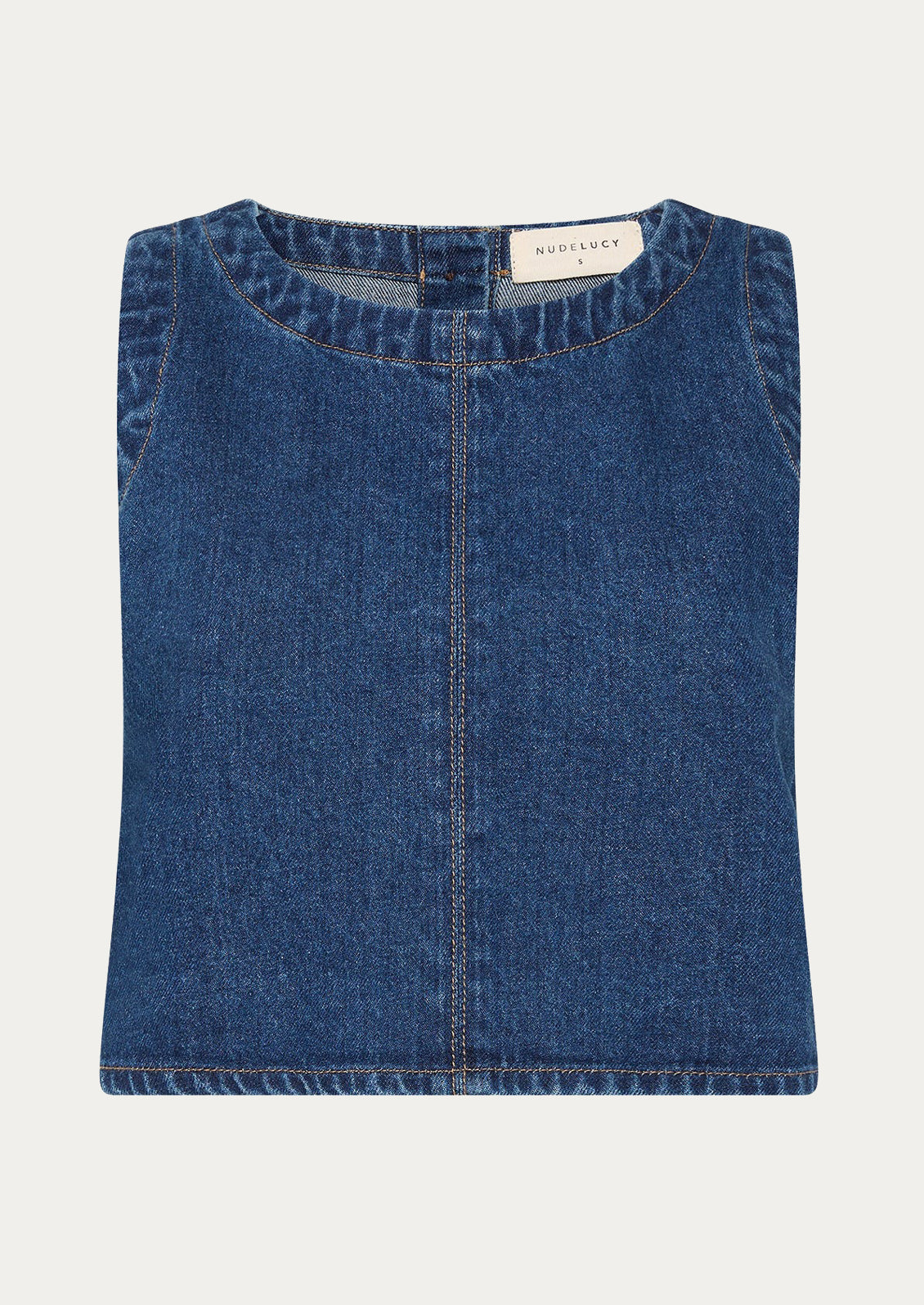 A shift top in dark denim rinse.