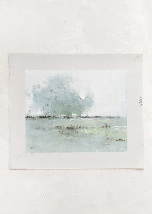An original oil painting on unstretched canvas of a landscape.