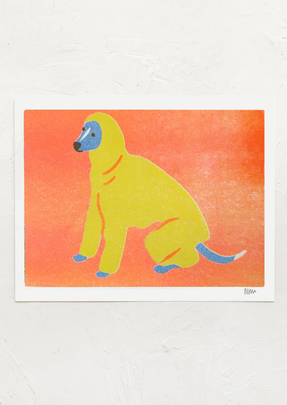 Colorful illustration of a dog on an orange background