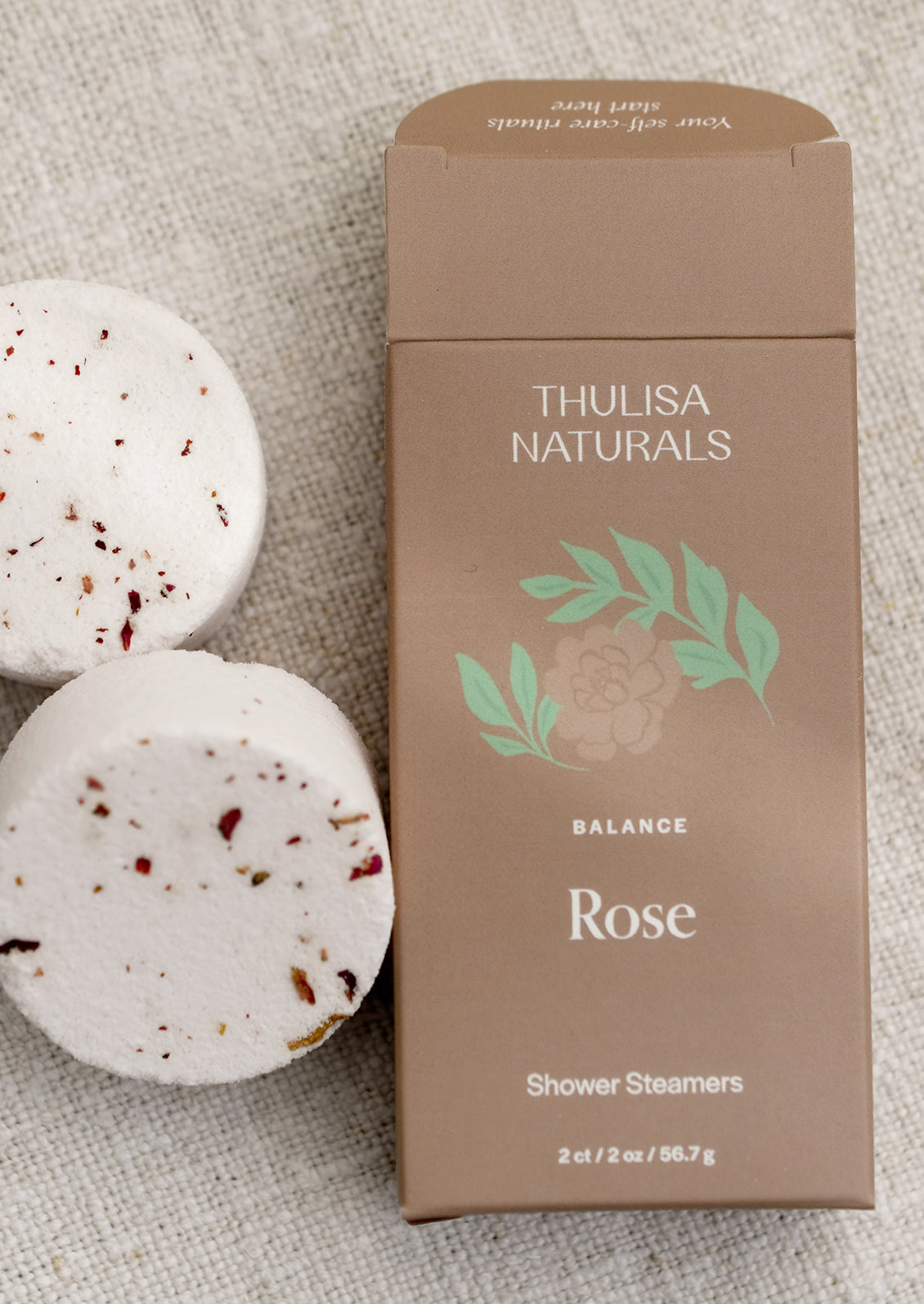 A 2 pack of shower steamers in rose scent.