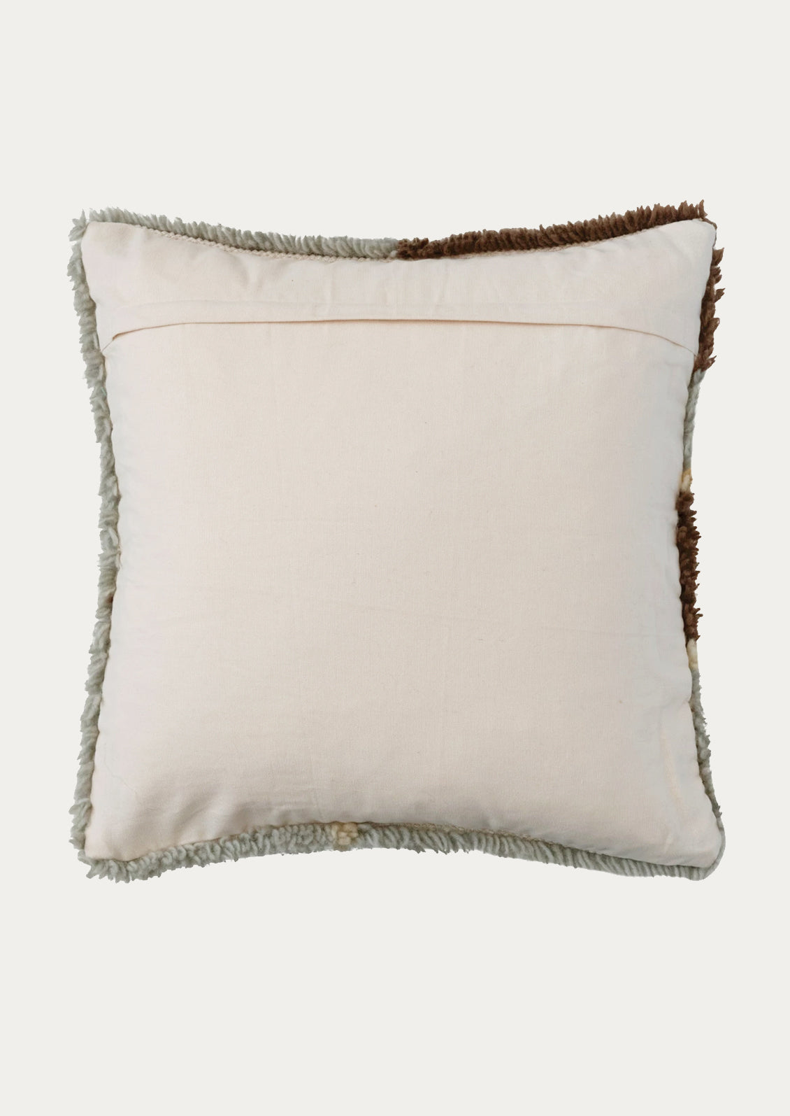 A pillow with plain cotton back.