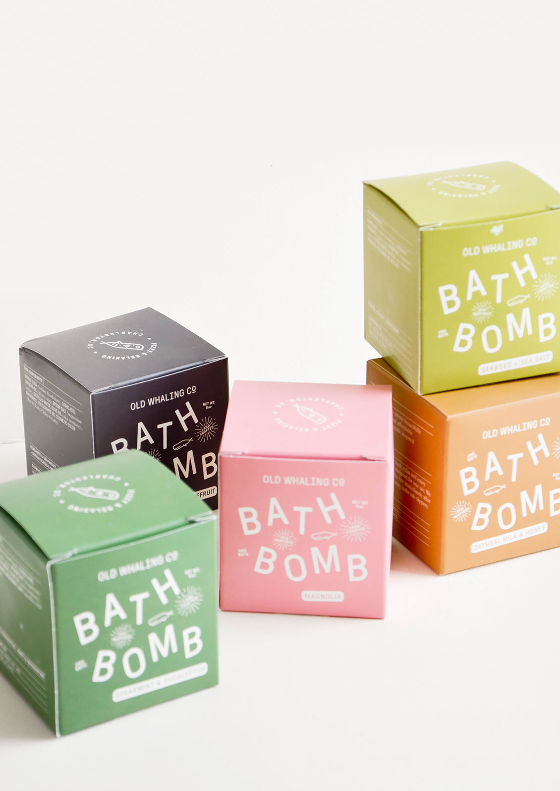 Colorful packaging of scented bath bombs