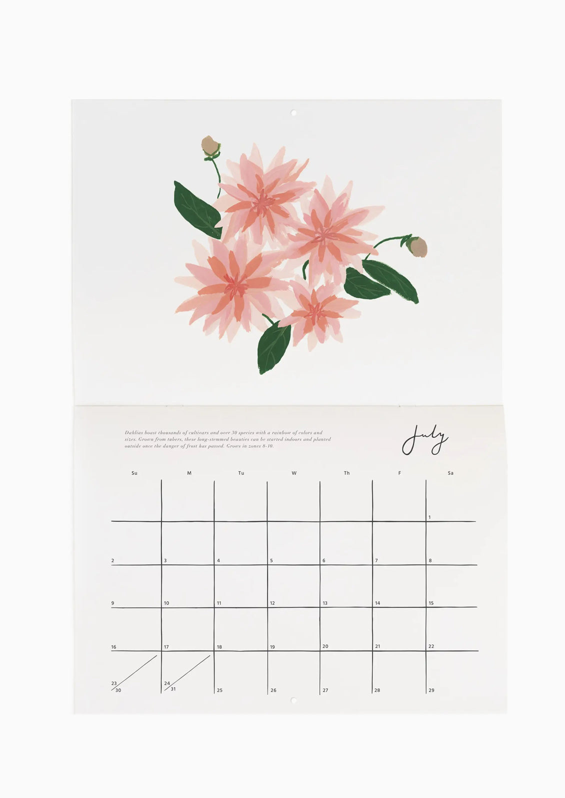 A floral wall calendar for 2023.