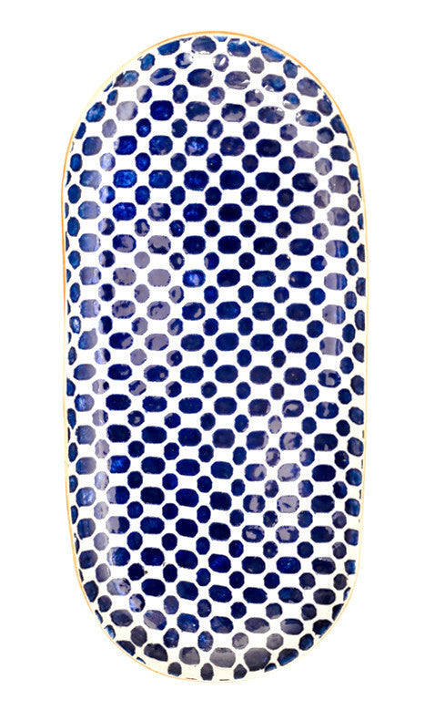 Pressed Lace Bread Tray in Mixed Dot / Cobalt - LEIF