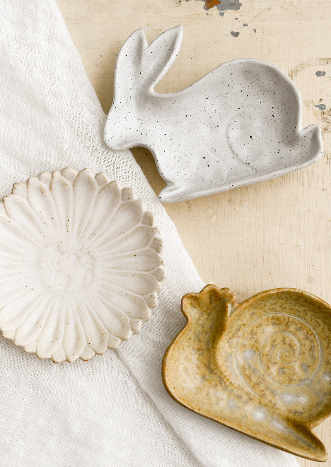 Animal and flower shaped trinket dishes.