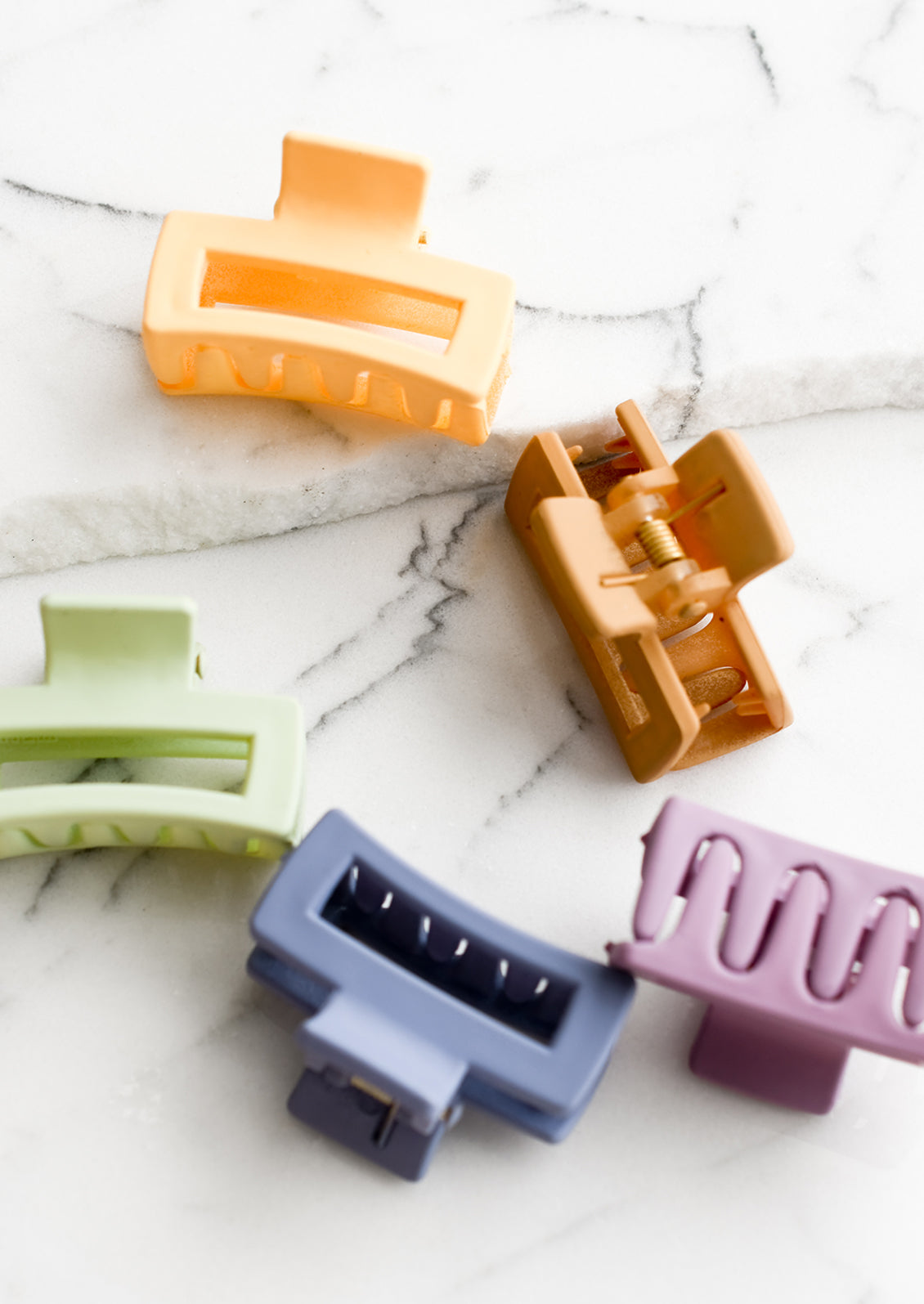 Assorted colors of small hair claws.