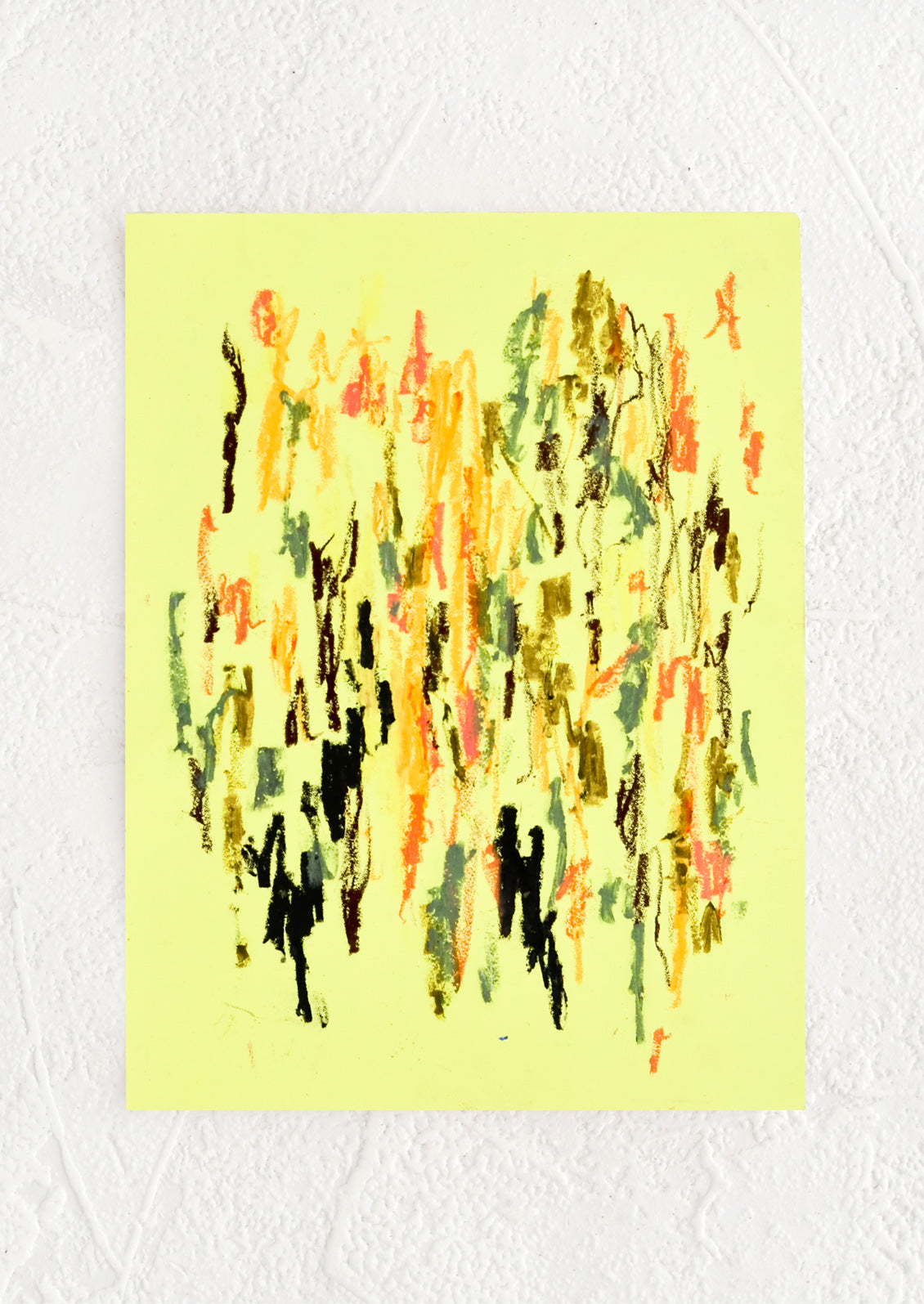A small, original abstract painting with neon yellow background.