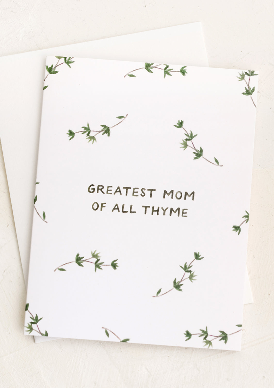 A greeting card with thyme sprigs.