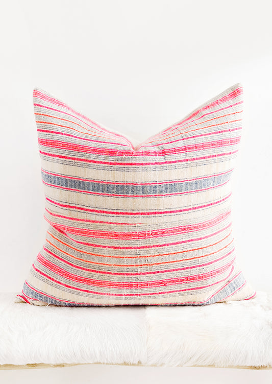 Hmong Hemp Pillow in Pink, Orange & Tan in  - LEIF