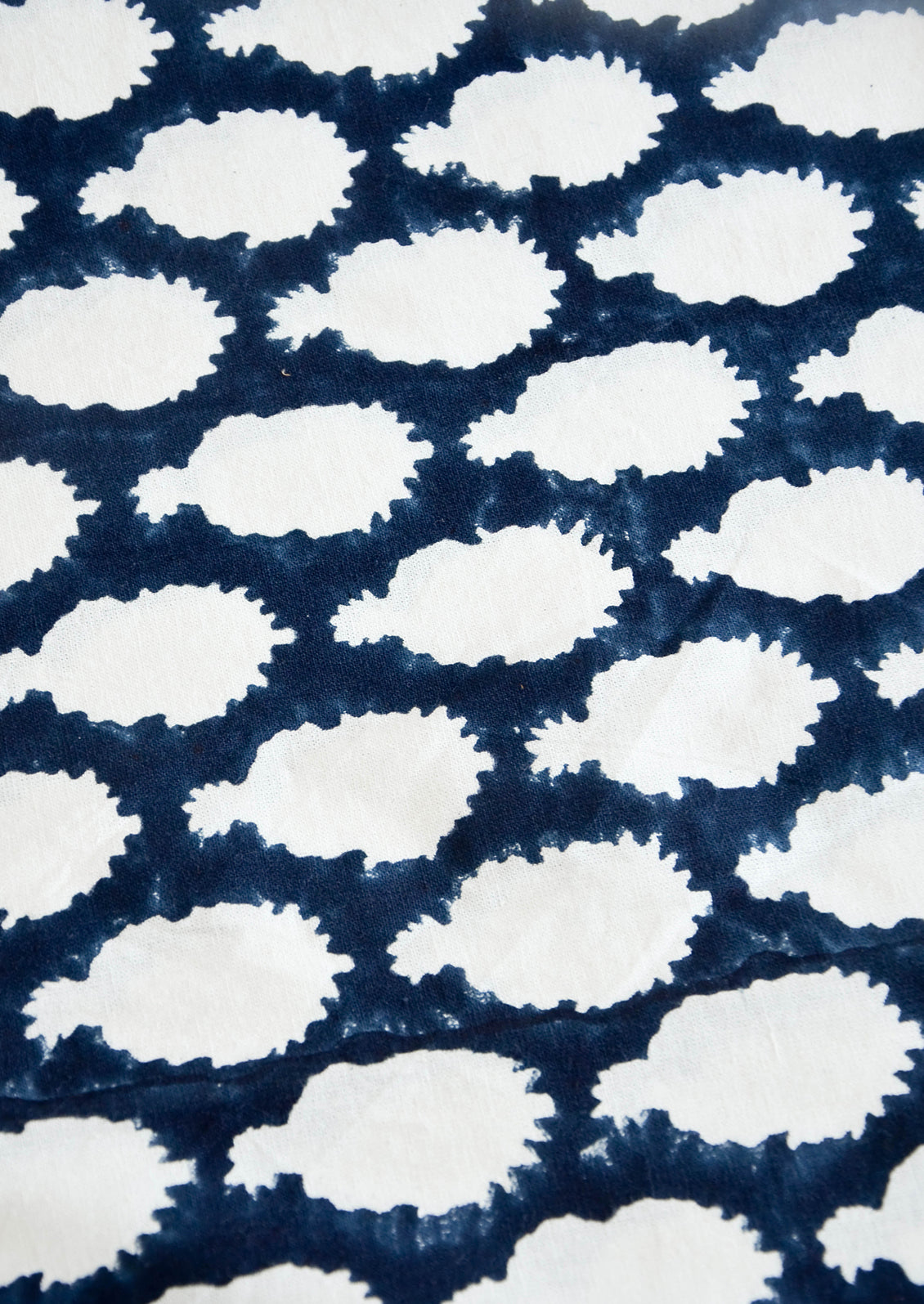 Indigo fabric with batik design in white