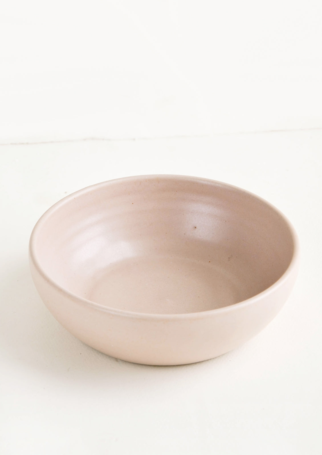 Handmade ceramic soup bowl in satin sand colored glaze