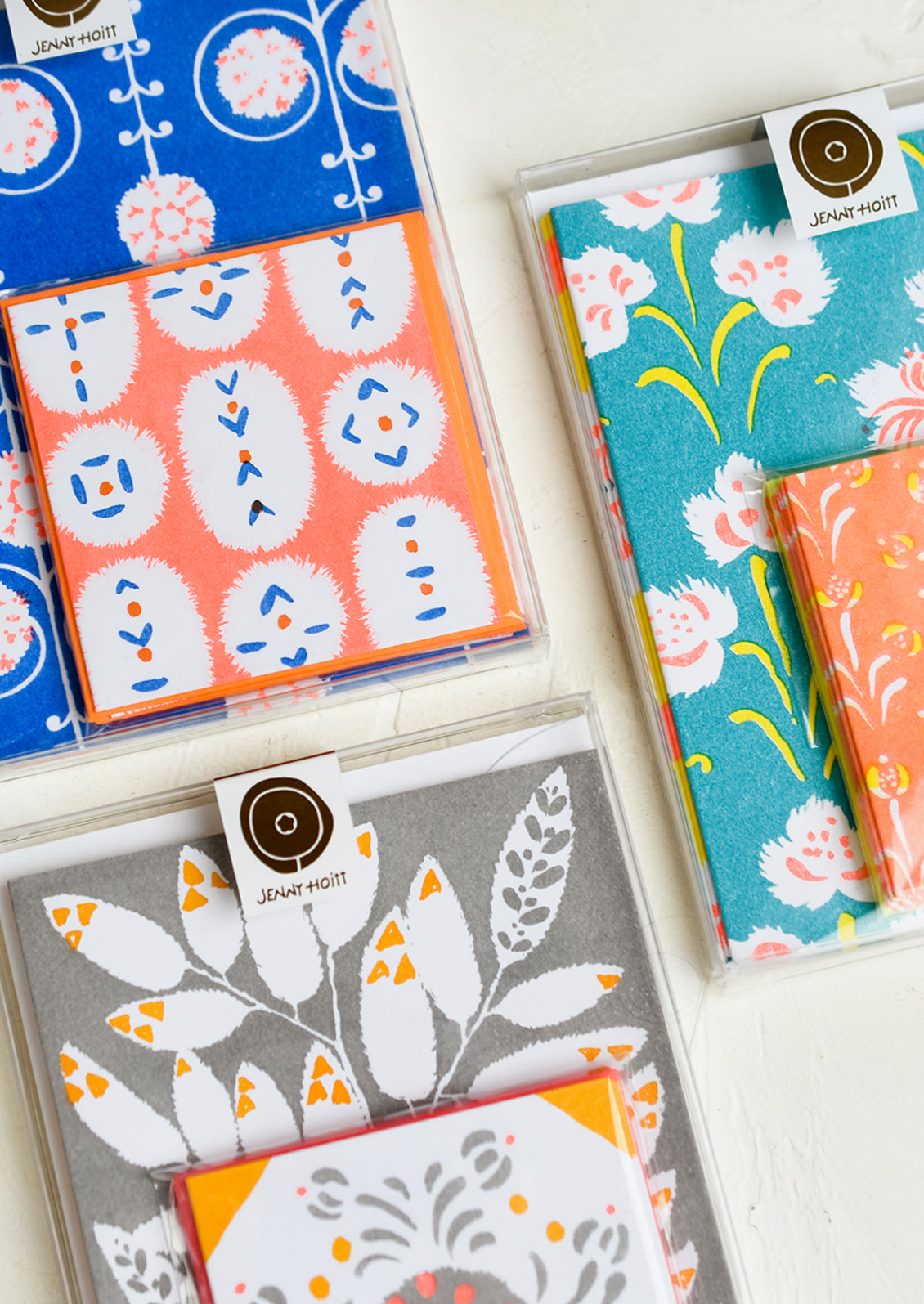 Boxed packages of risograph printed cards.