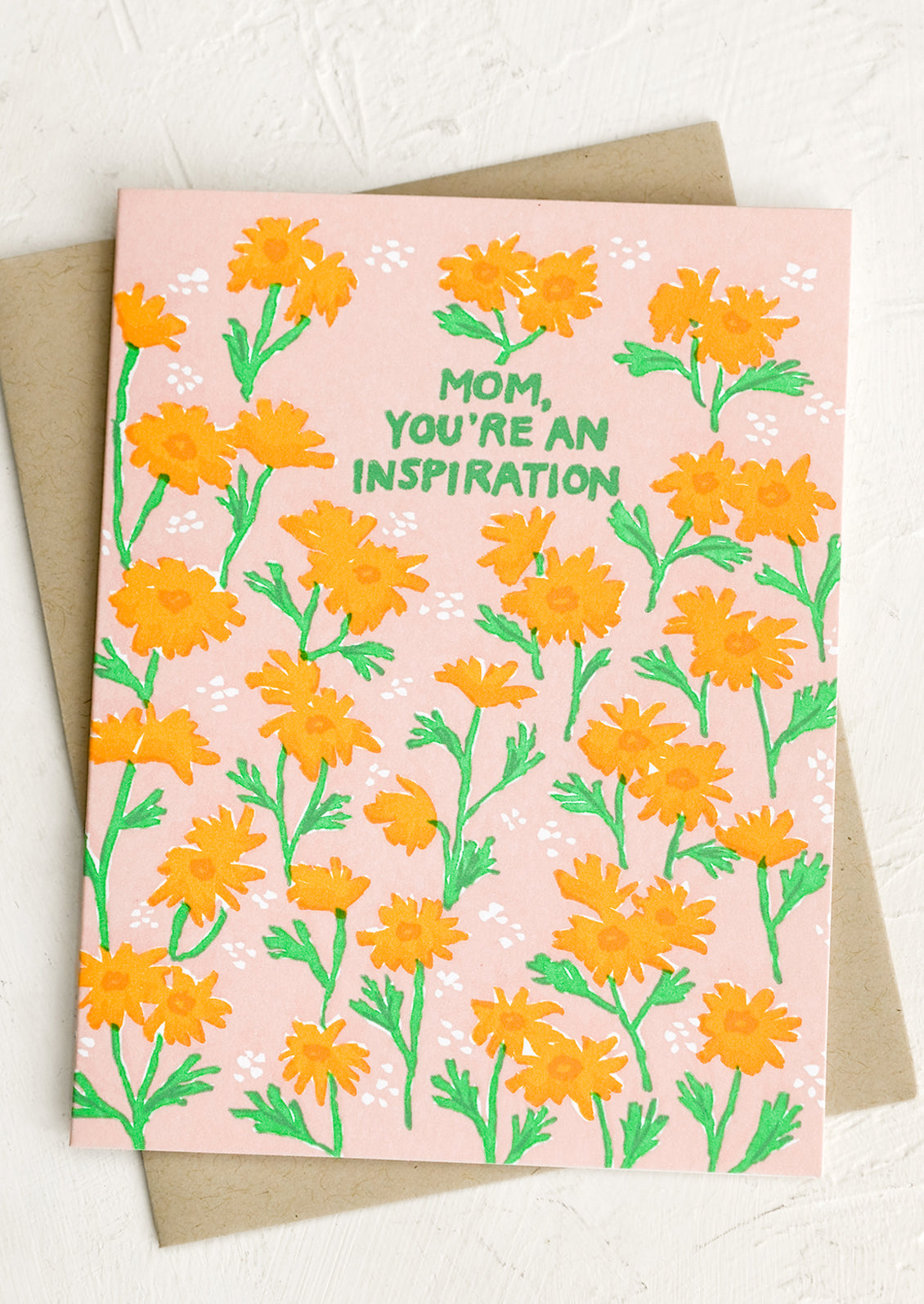 Floral print card reading Mom you're an inpiration.