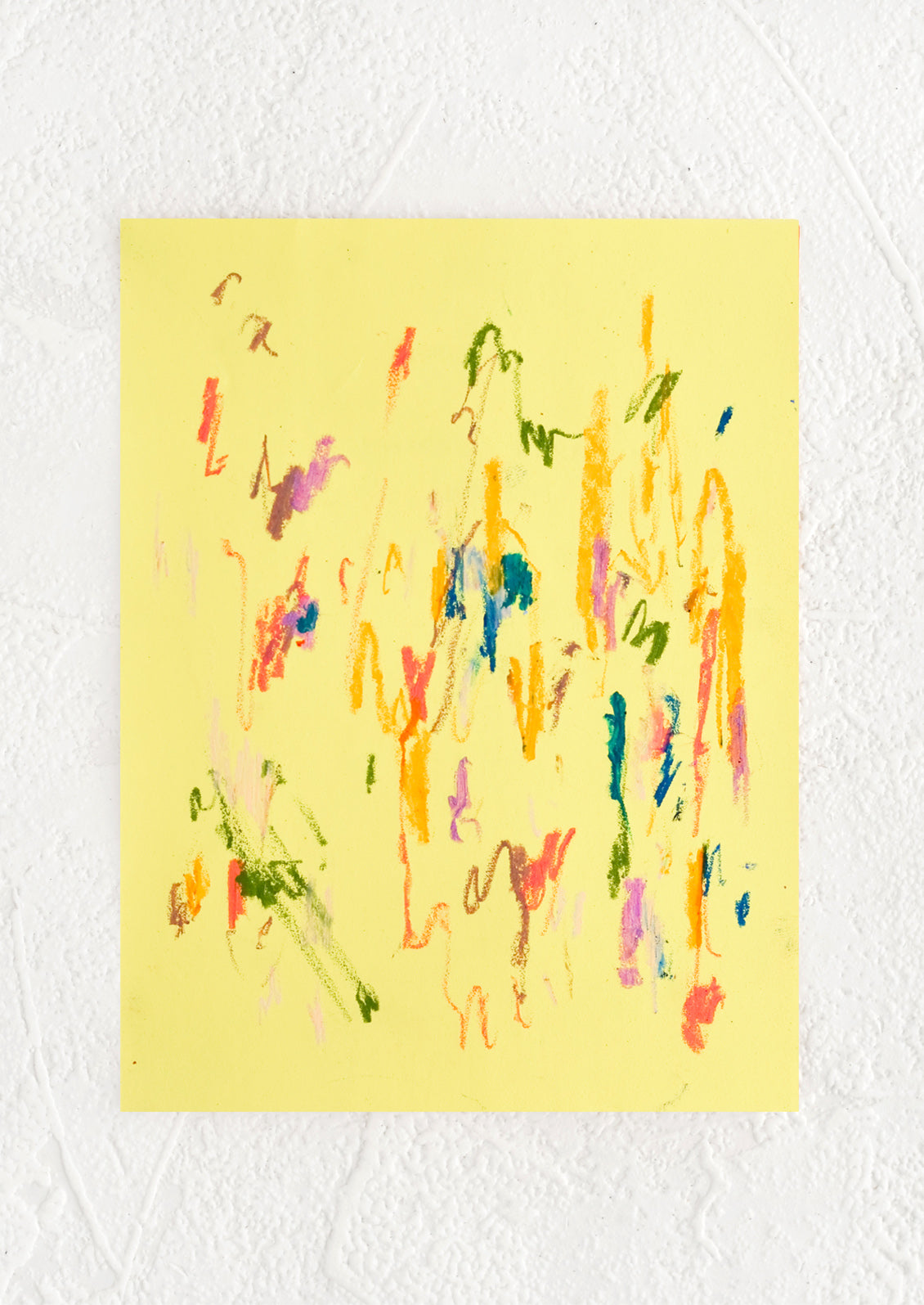 A small, original abstract painting with neon yellow background.