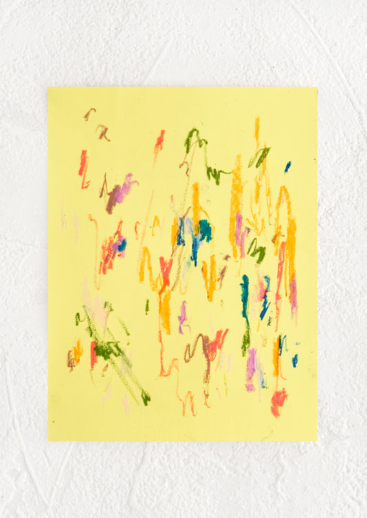A small, original abstract painting with neon yellow background.