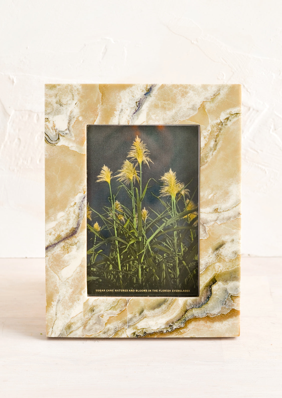 A picture frame with marbled pattern.