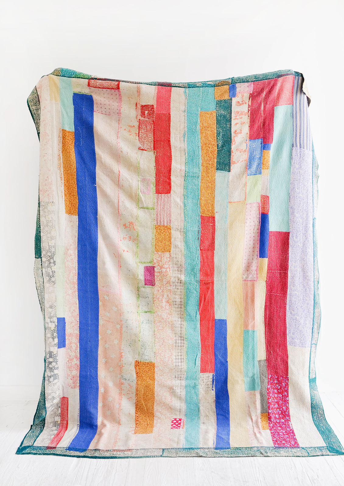 Vintage Patchwork Kantha Quilt in Multiple Bright Colors - LEIF