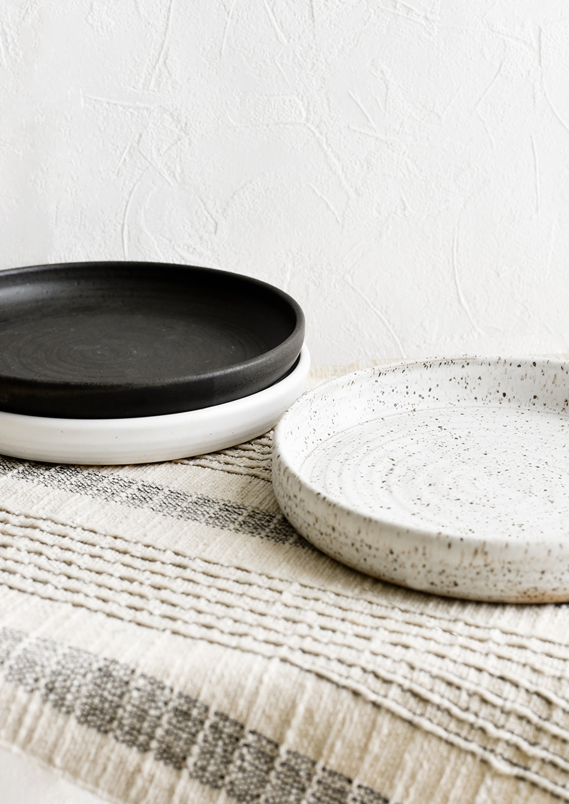 Stacked serving plates.