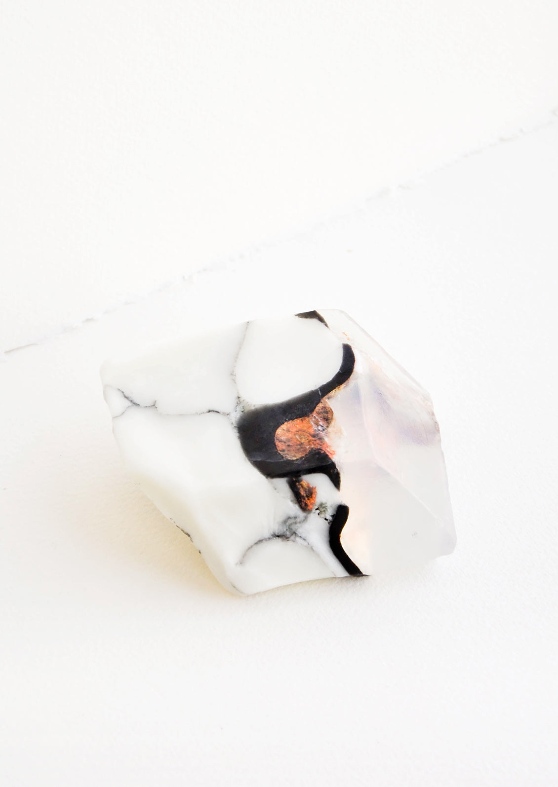 Bar soap in the form of a realistic looking marble gemstone