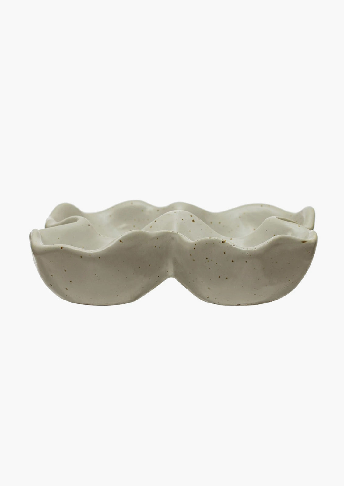 A ceramic egg holder designed to hold four eggs.